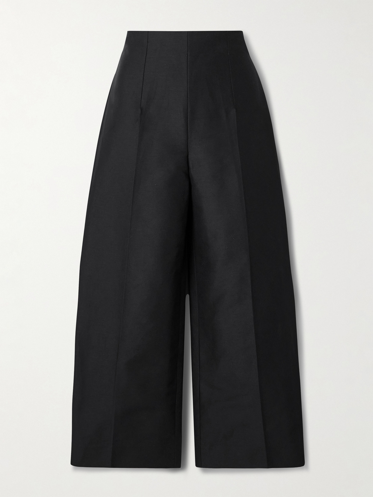 Shop Marni Cropped Cotton Wide-leg Pants In Black