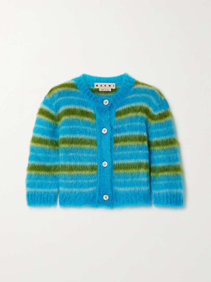 Marni Cropped Striped Mohair-blend Cardigan