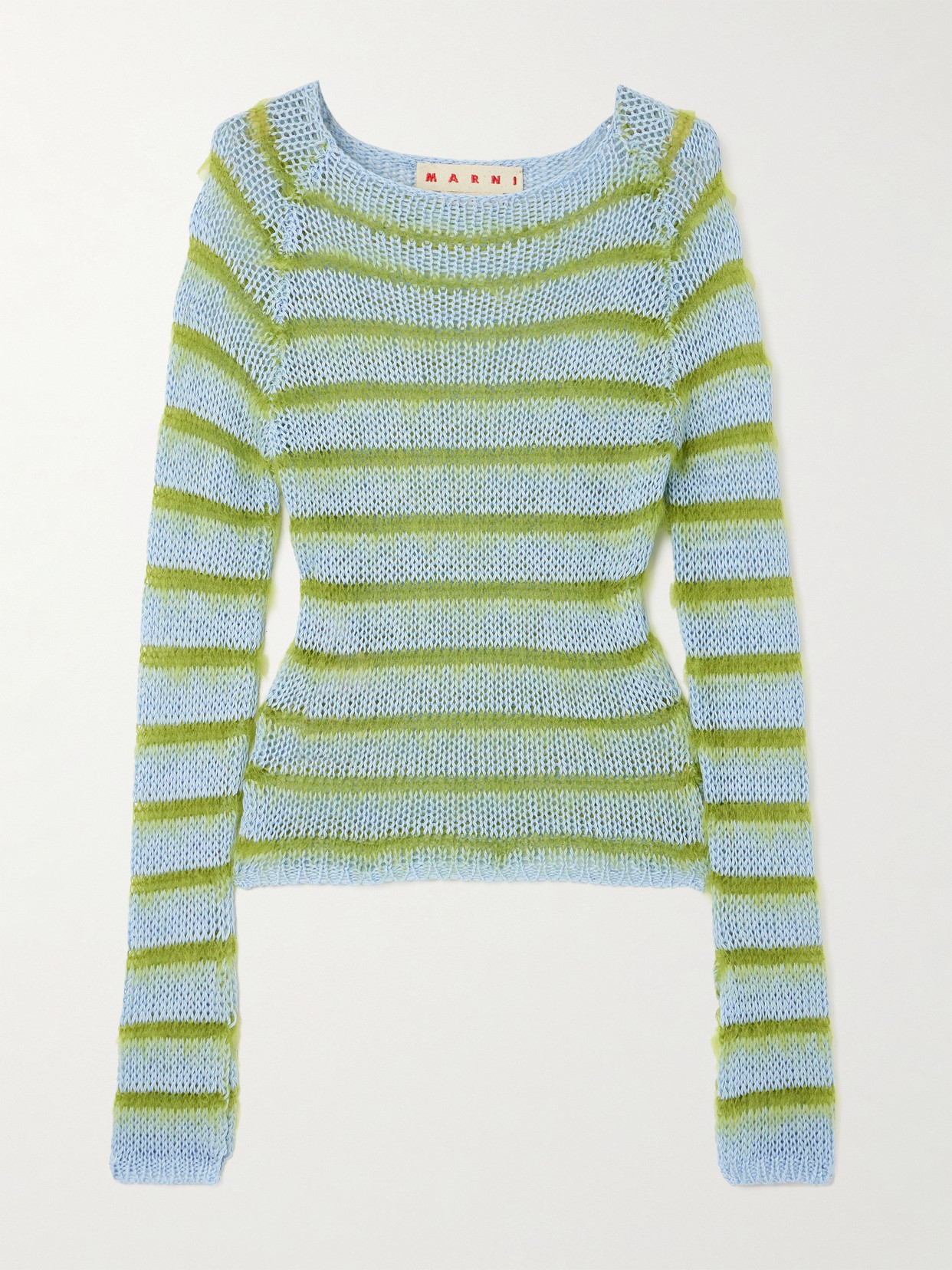 Marni Striped Cotton And Brushed Mohair-blend Sweater In Blue