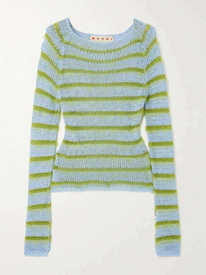 Marni Striped Cotton And Brushed Mohair-blend Sweater