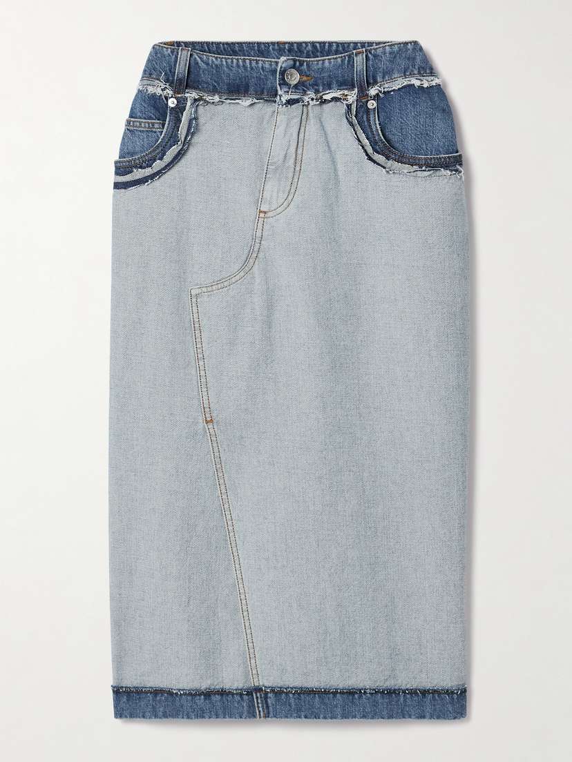 Marni Frayed Denim Midi Skirt