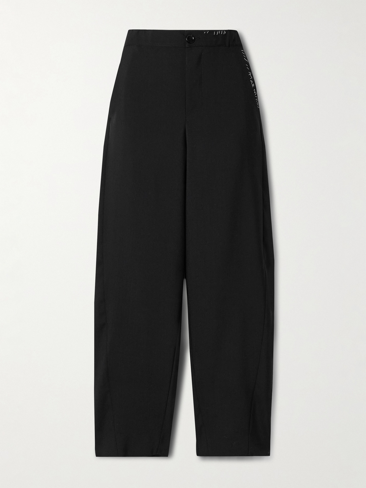 Marni Embroidered Wool Tapered Pants In Black