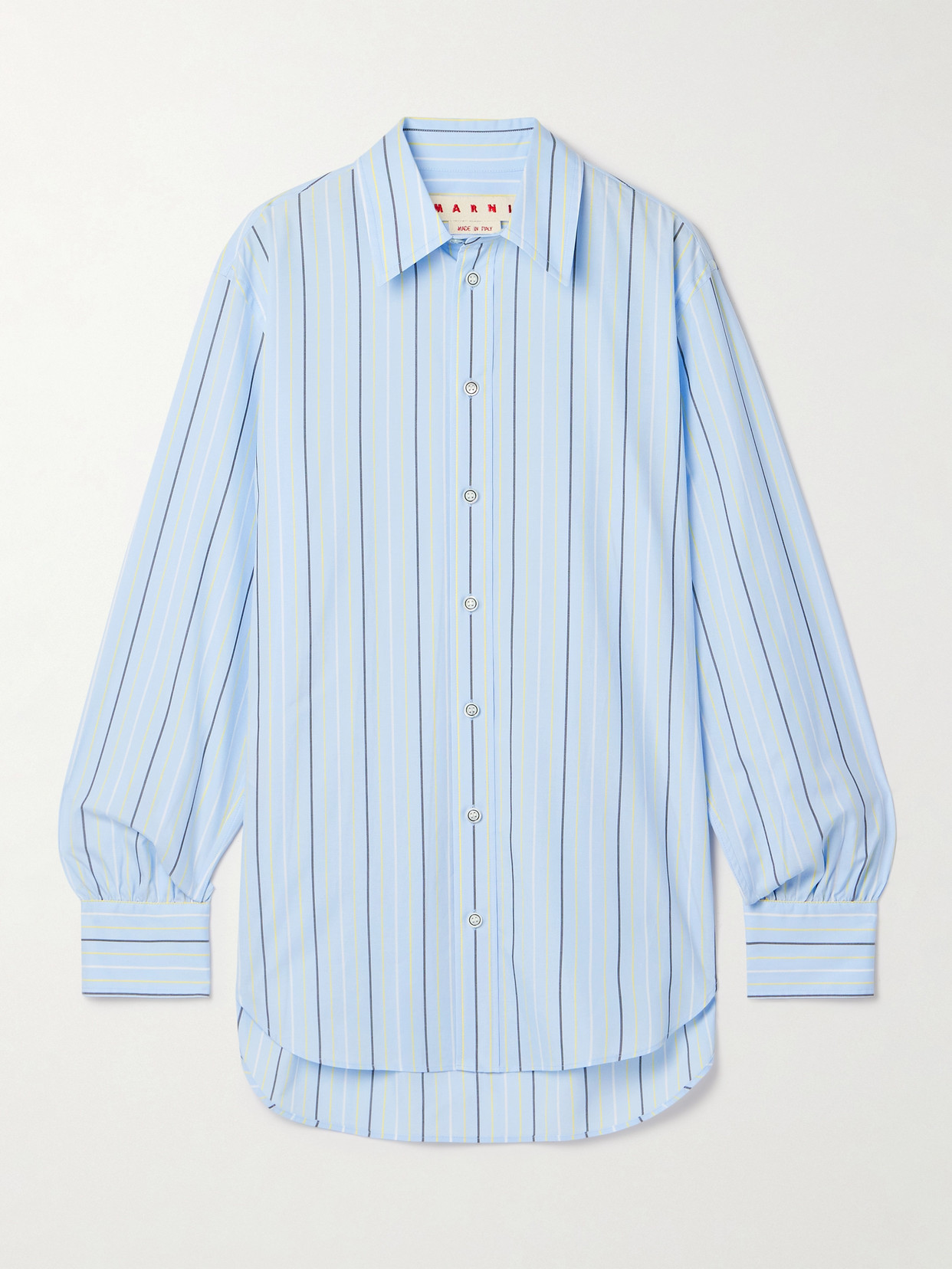 Shop Marni Oversized Striped Cotton-poplin Shirt In Blue