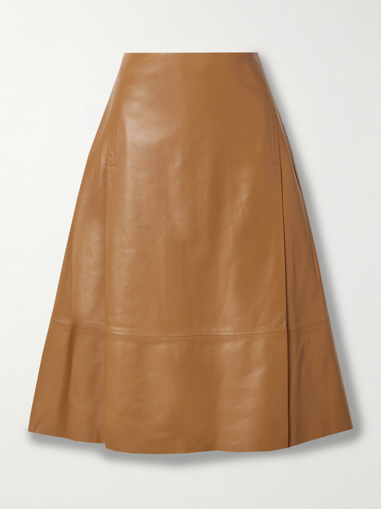 Marni Pleated Leather Midi Skirt In Brown