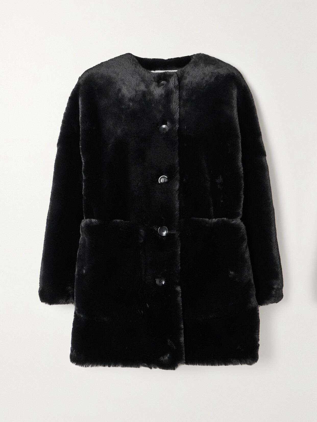 Proenza Schouler White Label - Penelope Asymmetric Faux-fur Coat - Black