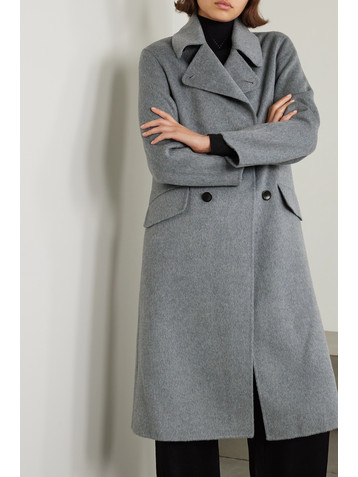 Proenza Schouler White Label Emma double-breasted faux fur-trimmed wool-blend coat