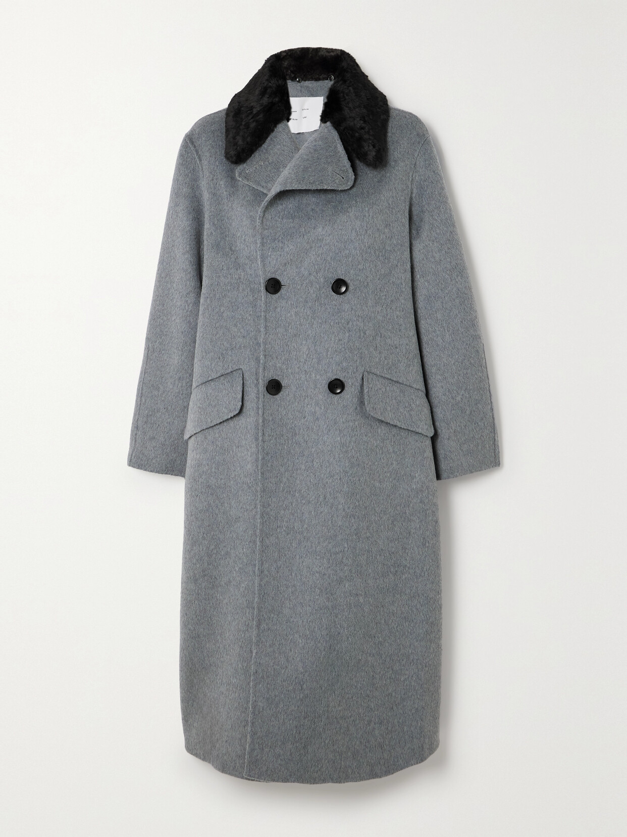 Proenza Schouler White Label Emma Double-breasted Faux Fur-trimmed Wool-blend Coat - Gray