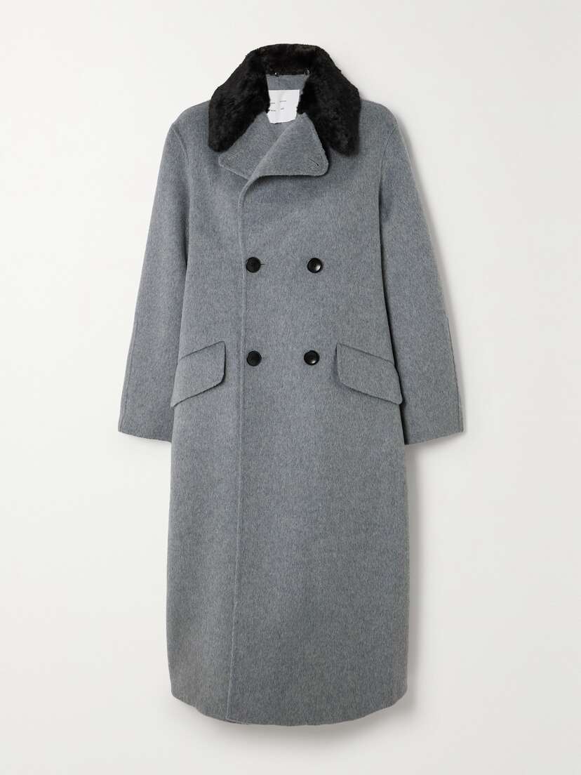 Proenza Schouler White Label Emma Double-breasted Faux Fur-trimmed Wool-blend Coat