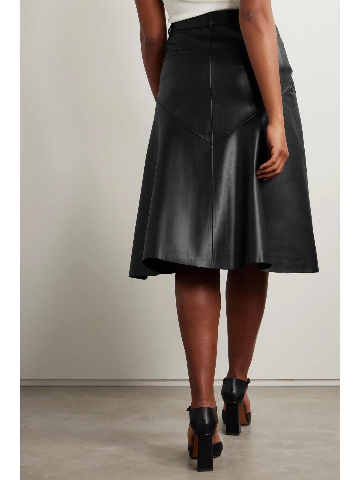 Shop Proenza Schouler White Label Jesse Paneled Vegan Leather Midi Skirt In Black