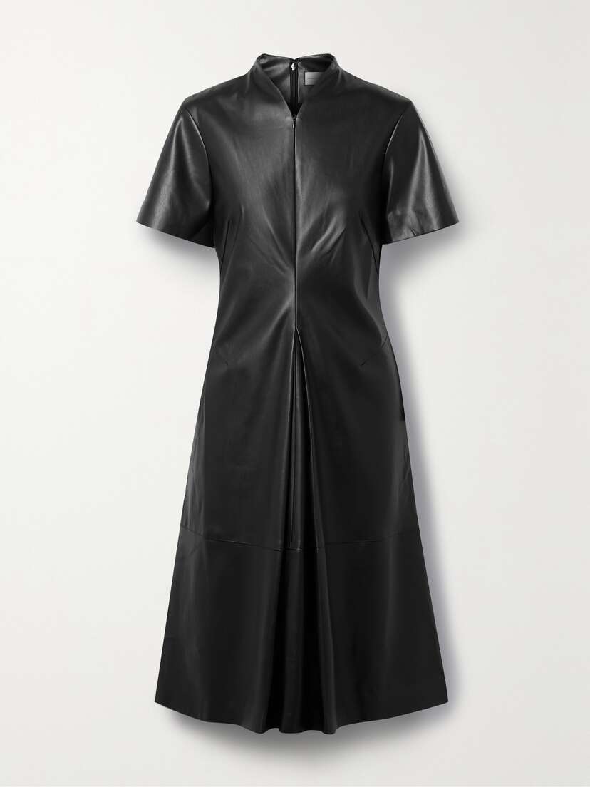 Proenza Schouler White Label Ester Pleated Vegan Leather Midi Dress