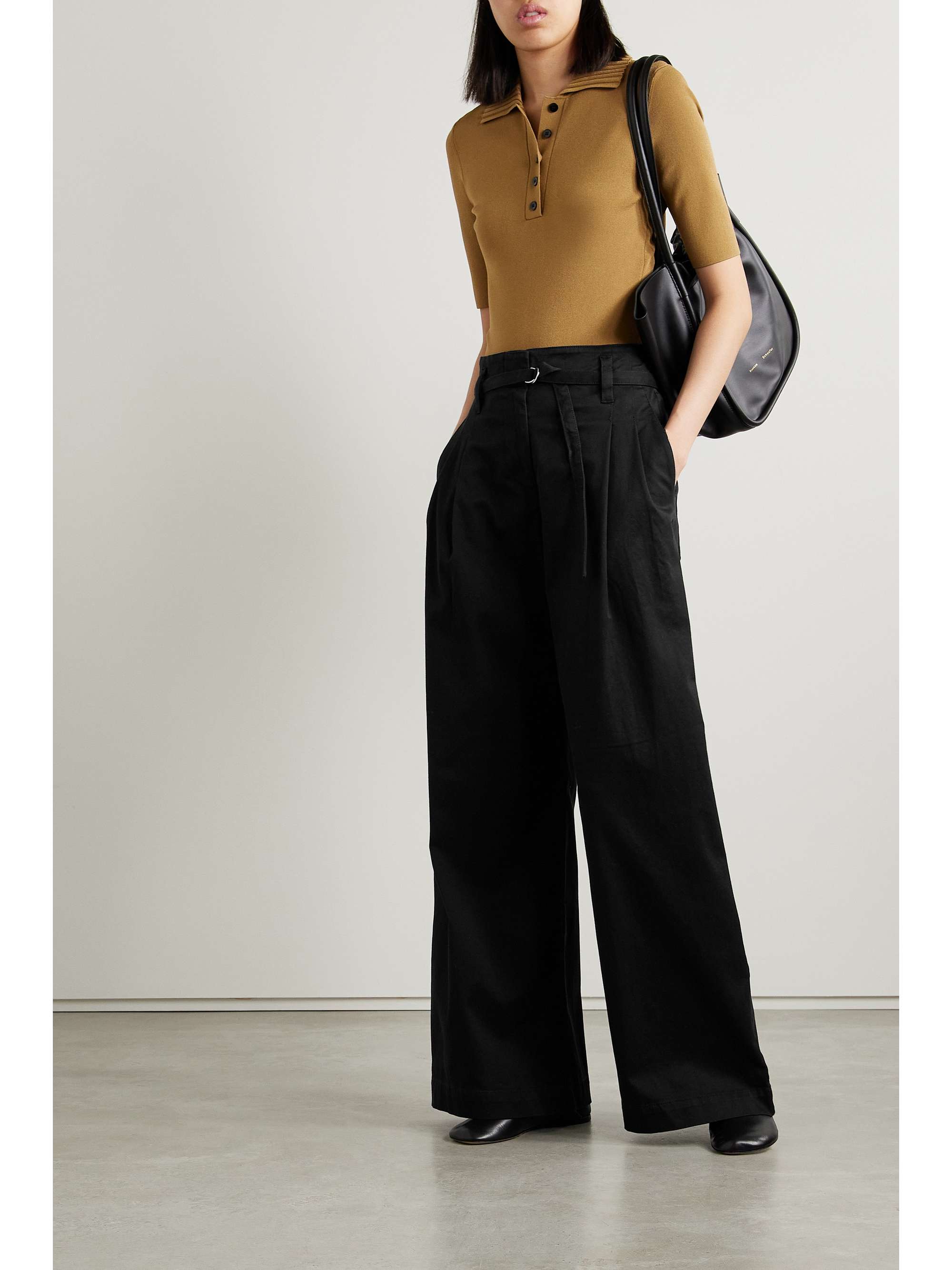 PROENZA SCHOULER WHITE LABEL Raver belted cotton-blend twill wide-leg pants  | NET-A-PORTER