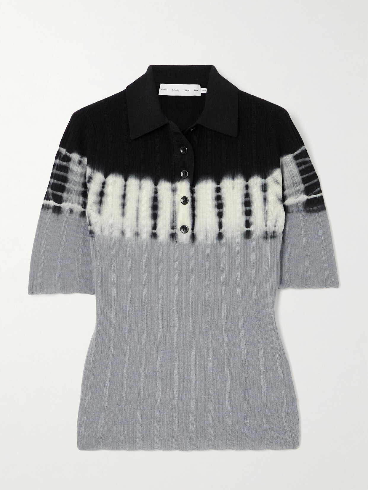 Proenza Schouler White Label Louisa Printed Wool Polo Shirt In Gray