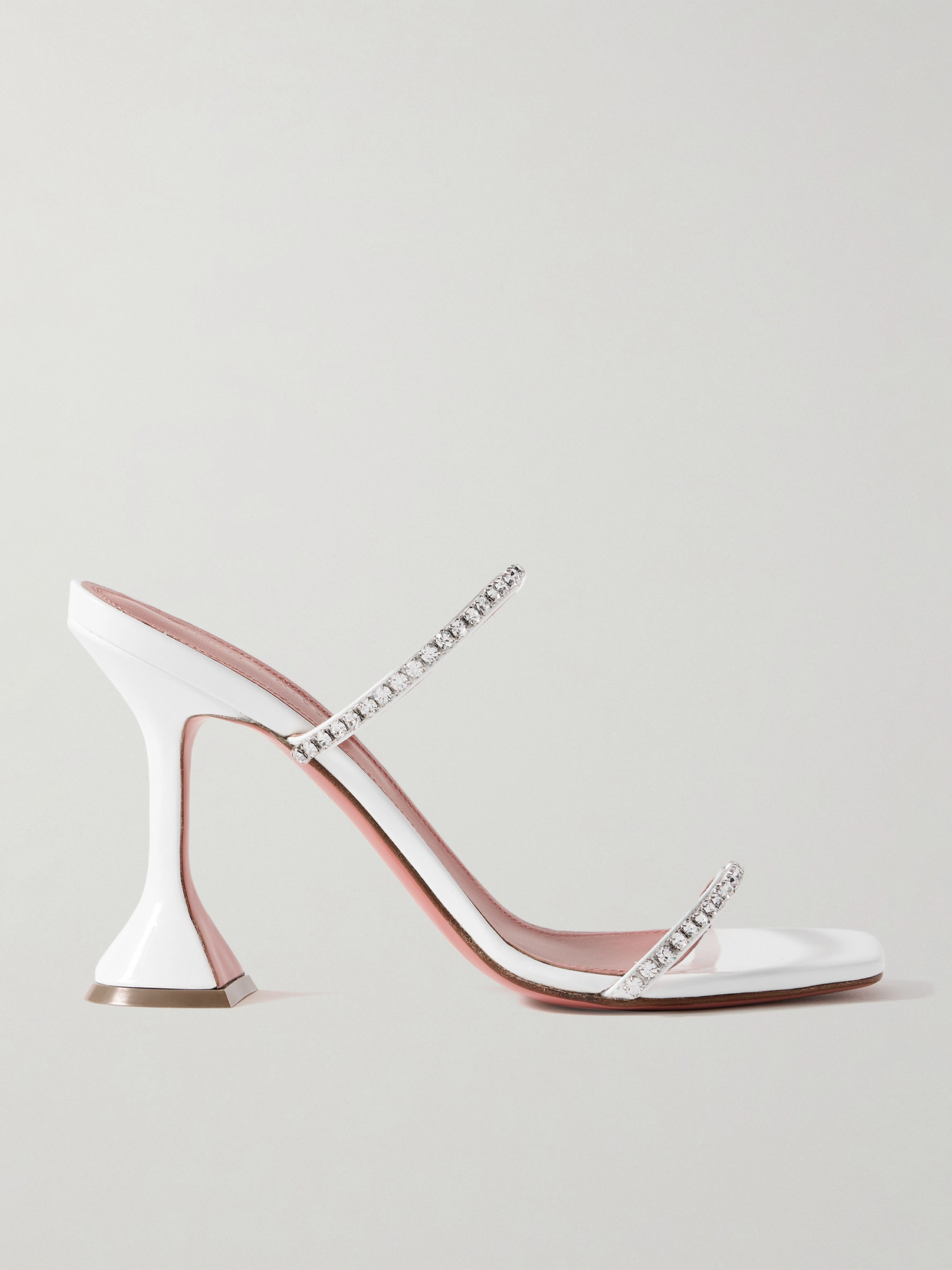 AMINA MUADDI GILDA CRYSTAL-EMBELLISHED PATENT-LEATHER MULES