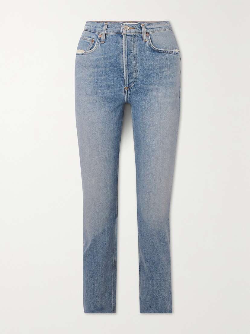 AGOLDE Riley Cropped High-rise Straight-leg Organic Jeans