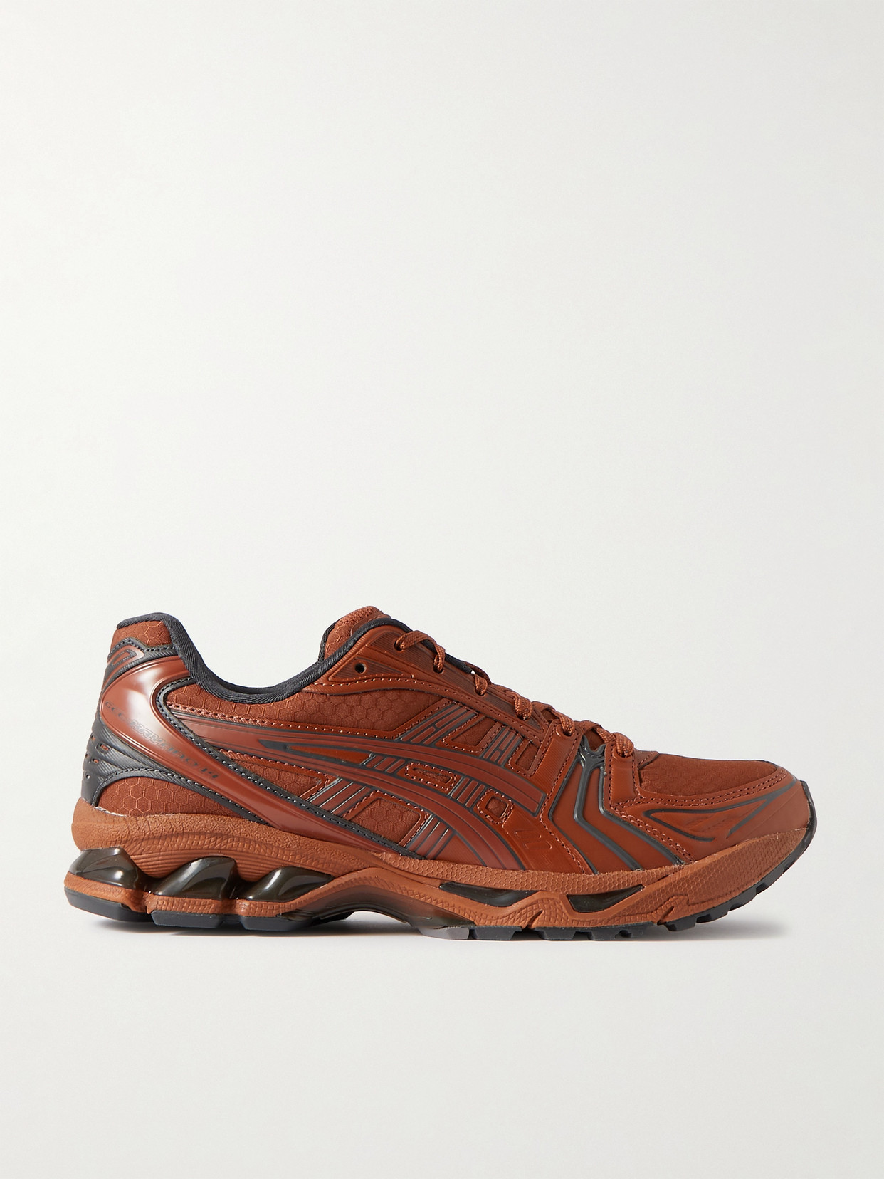 Shop Asics Gel-kayano 14 Rubber-trimmed Ripstop And Faux Leather Sneakers In Brown