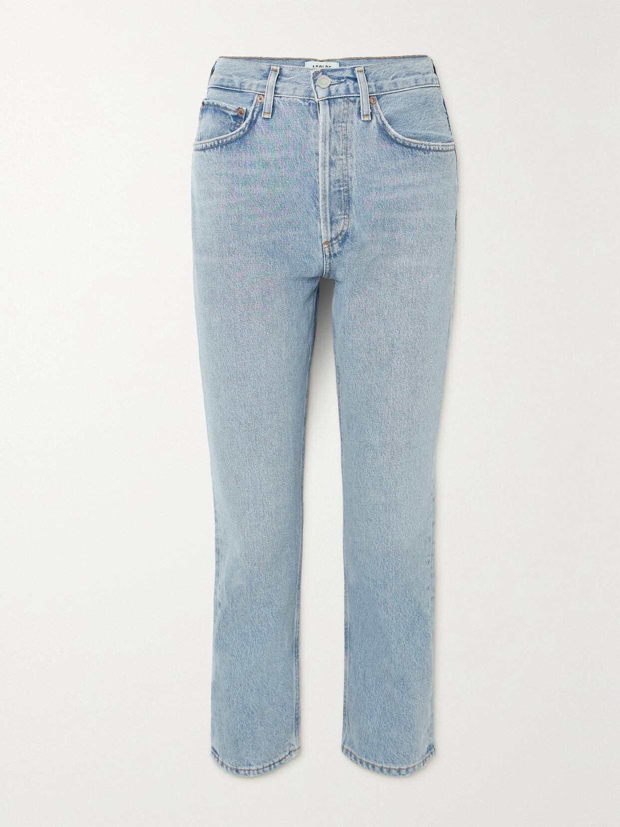 AGOLDE Riley Cropped High-rise Straight-leg Organic Jeans - Blue