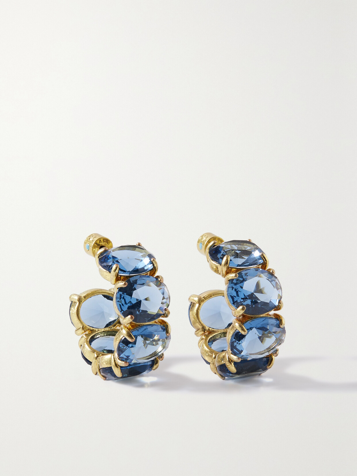 Roxanne Assoulin - The Royals Gold-tone Crystal Hoop Earrings - Blue