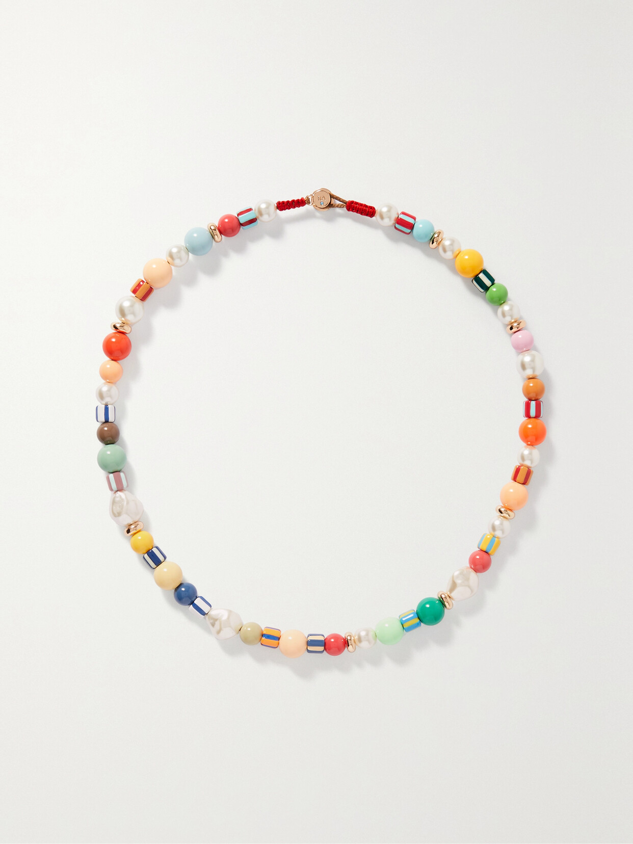 Roxanne Assoulin Enamel, Faux Pearl And Gold-tone Necklace - Multi