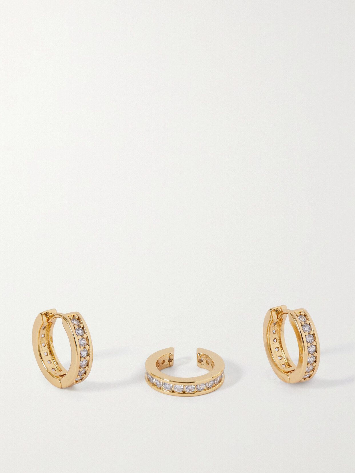 Roxanne Assoulin Gold-tone Crystal Hoop Earrings And Ear Cuff Set