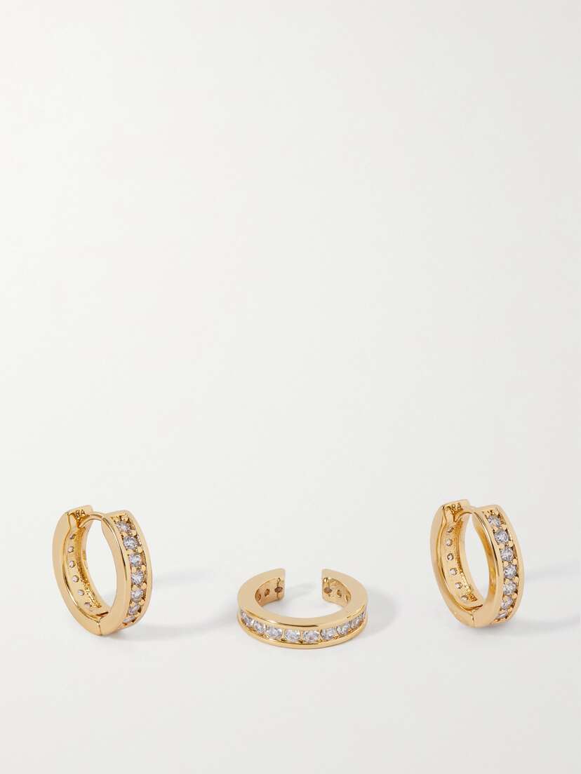 Roxanne Assoulin -tone Crystal Hoop Earrings And Ear Cuff Set