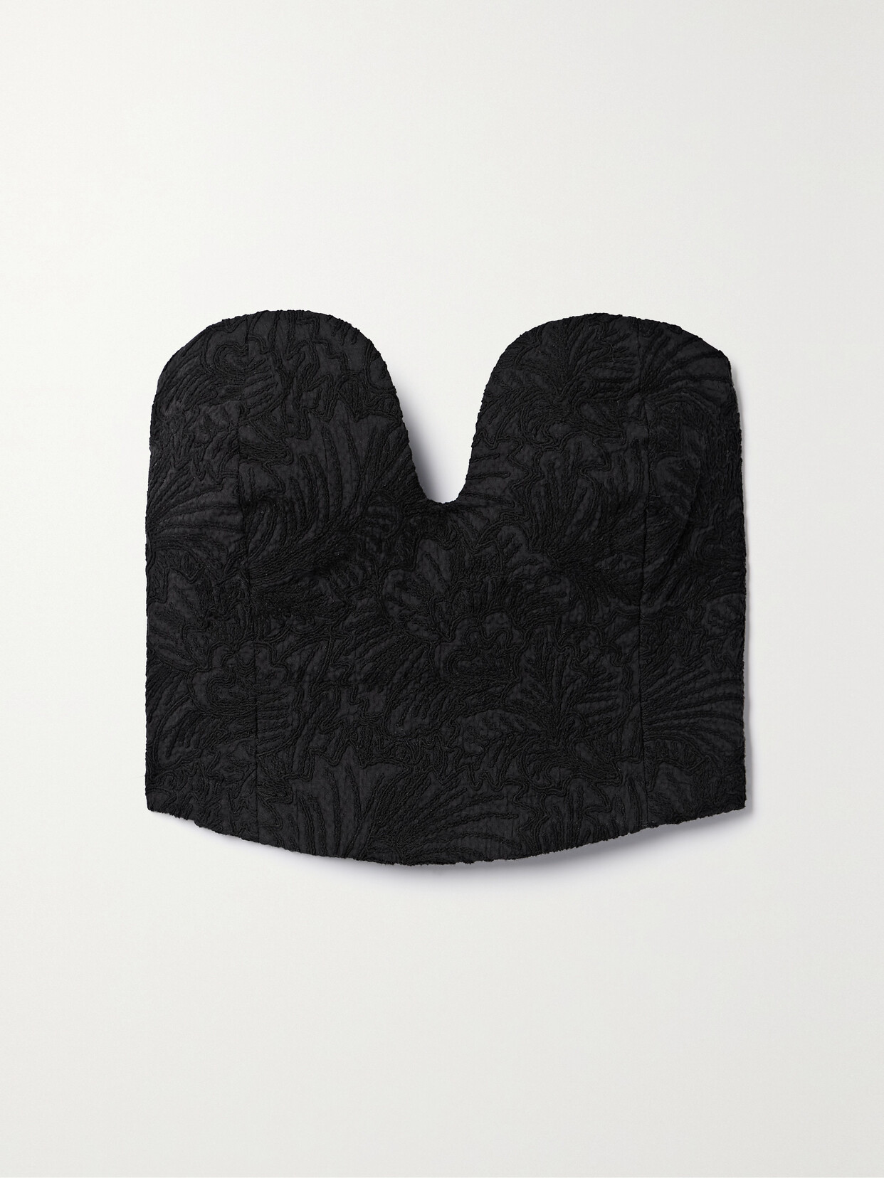 Shop Mara Hoffman + Net Sustain Liya Cropped Strapless Embroidered Organic Cotton Bustier Top In Black