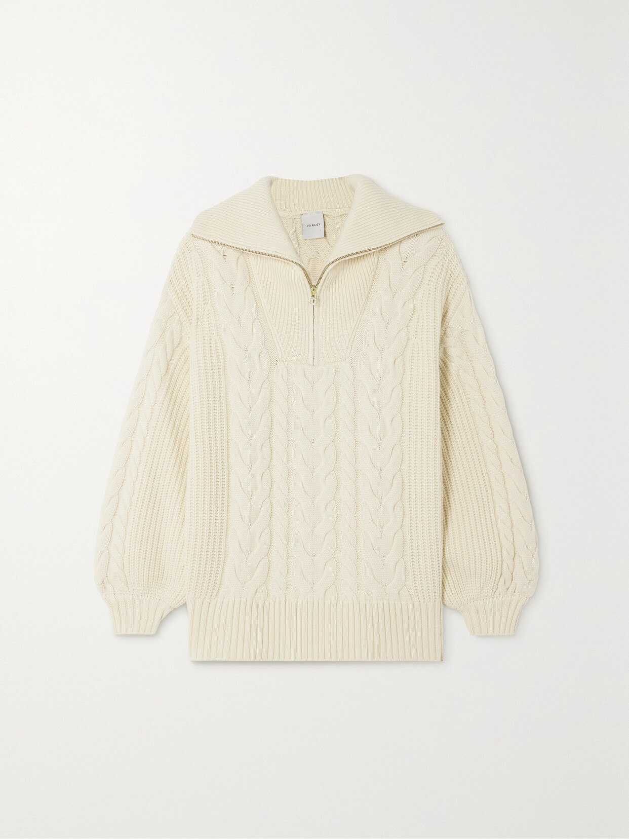 Shop Varley Daria Cable-knit Sweater In Ivory