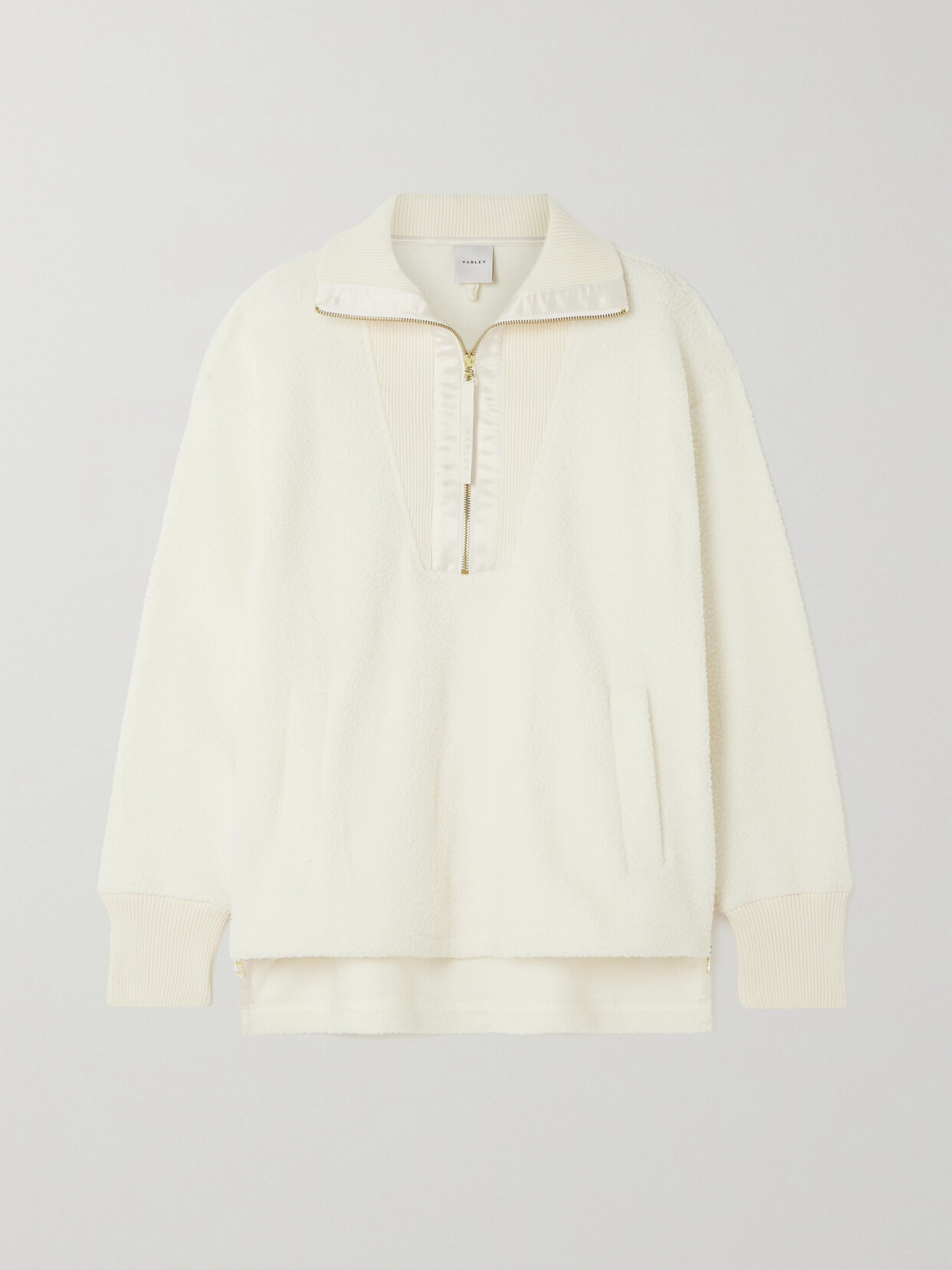 Varley - Wallace Satin-trimmed Recycled-fleece Sweatshirt - Cream