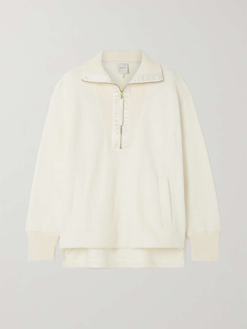 Varley Wallace Satin-trimmed Recycled-fleece Sweatshirt