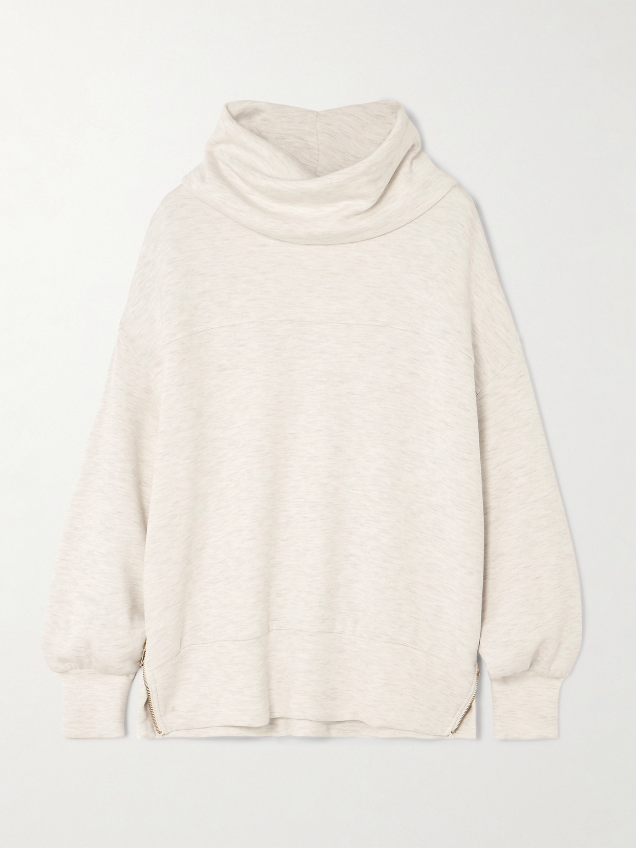 Varley Priya Brushed-jersey Turtleneck Sweatshirt In White