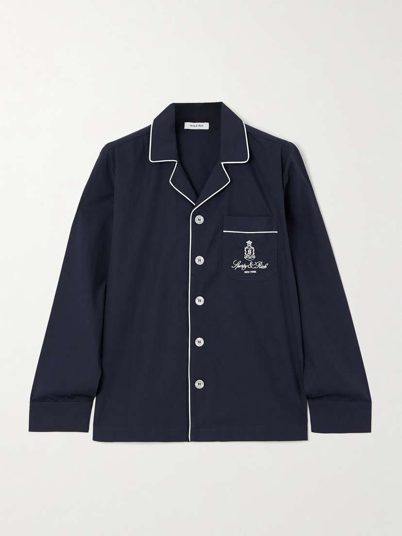 Sporty & Rich Vendome Embroidered Cotton-poplin Pajama Shirt