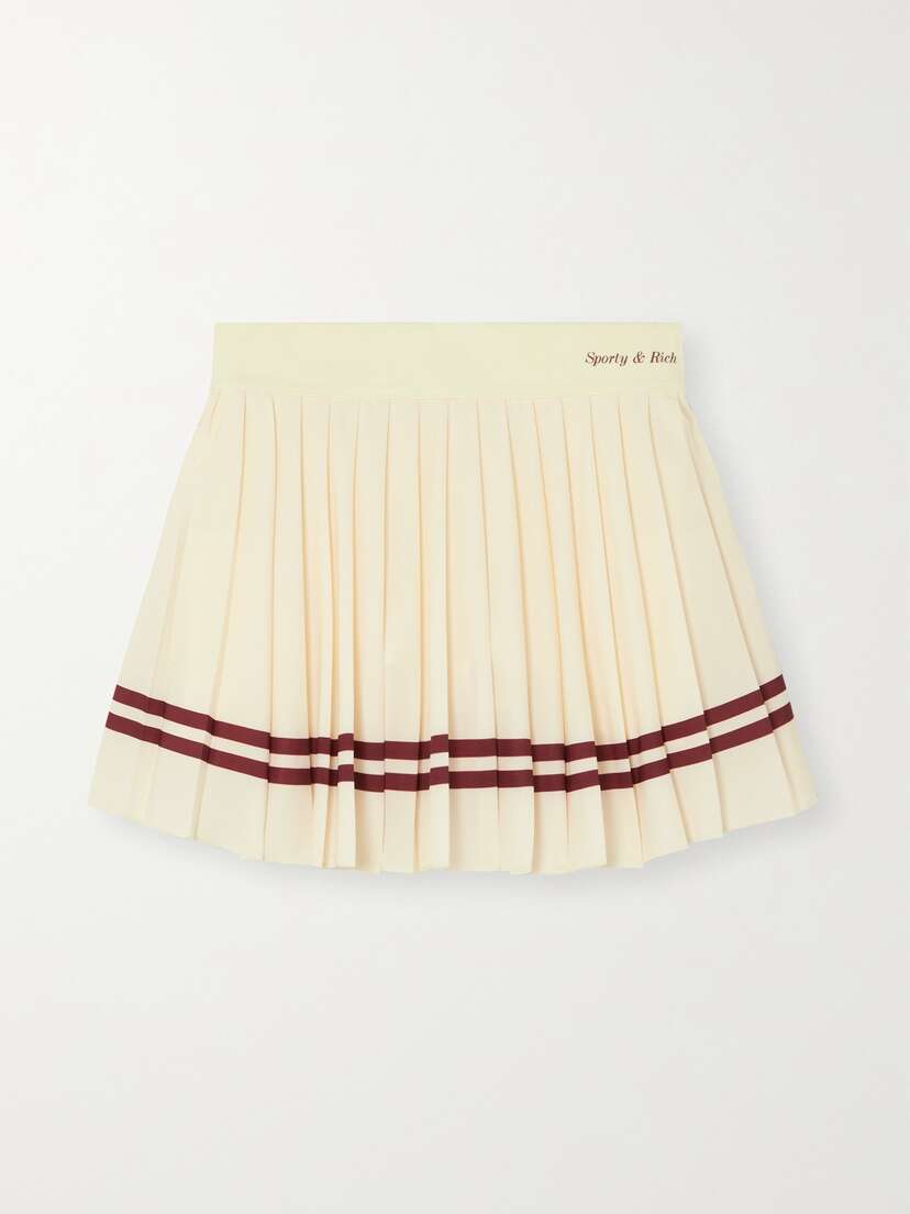 Sporty & Rich Striped Pleated Stretch-jersey Mini Skirt - x large