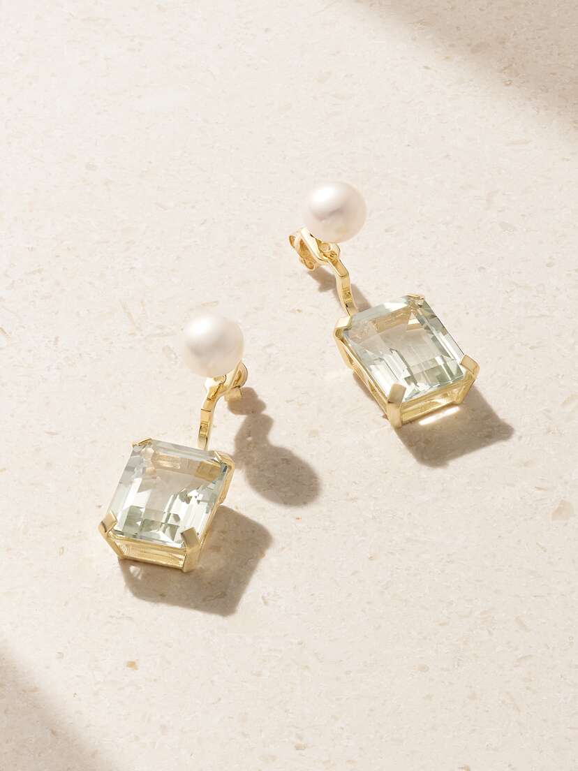 Mateo Convertible 18-karat Gold, Amethyst And Pearl Earrings