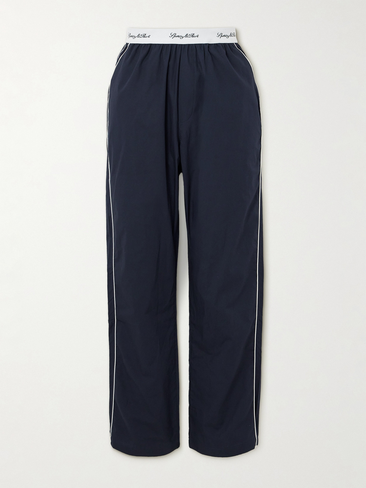 Sporty And Rich Vendome Striped Cotton-poplin Pajama Pants In Blue