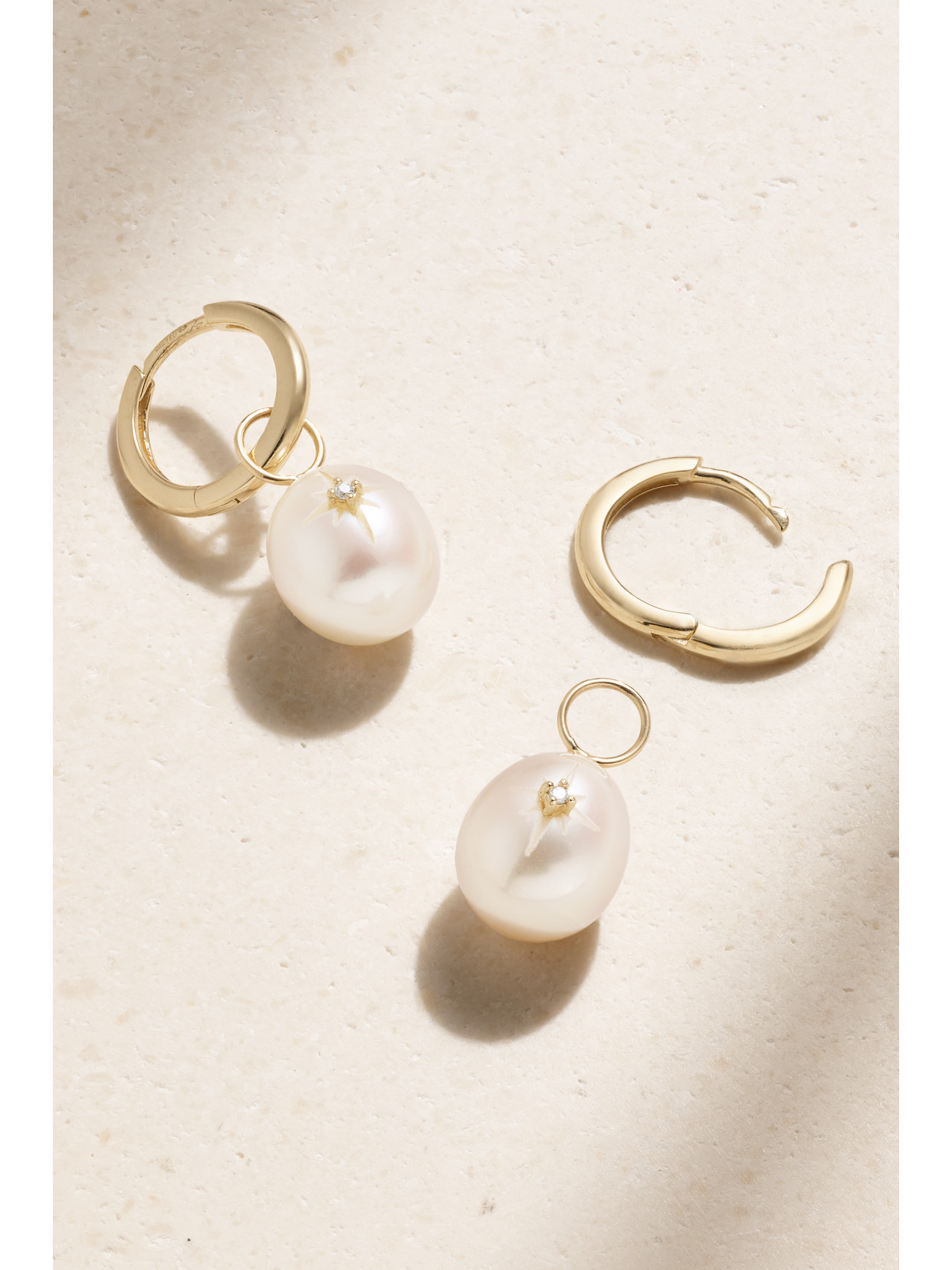 Mateo Convertible 14-karat Gold, Pearl And Diamond Earrings In White