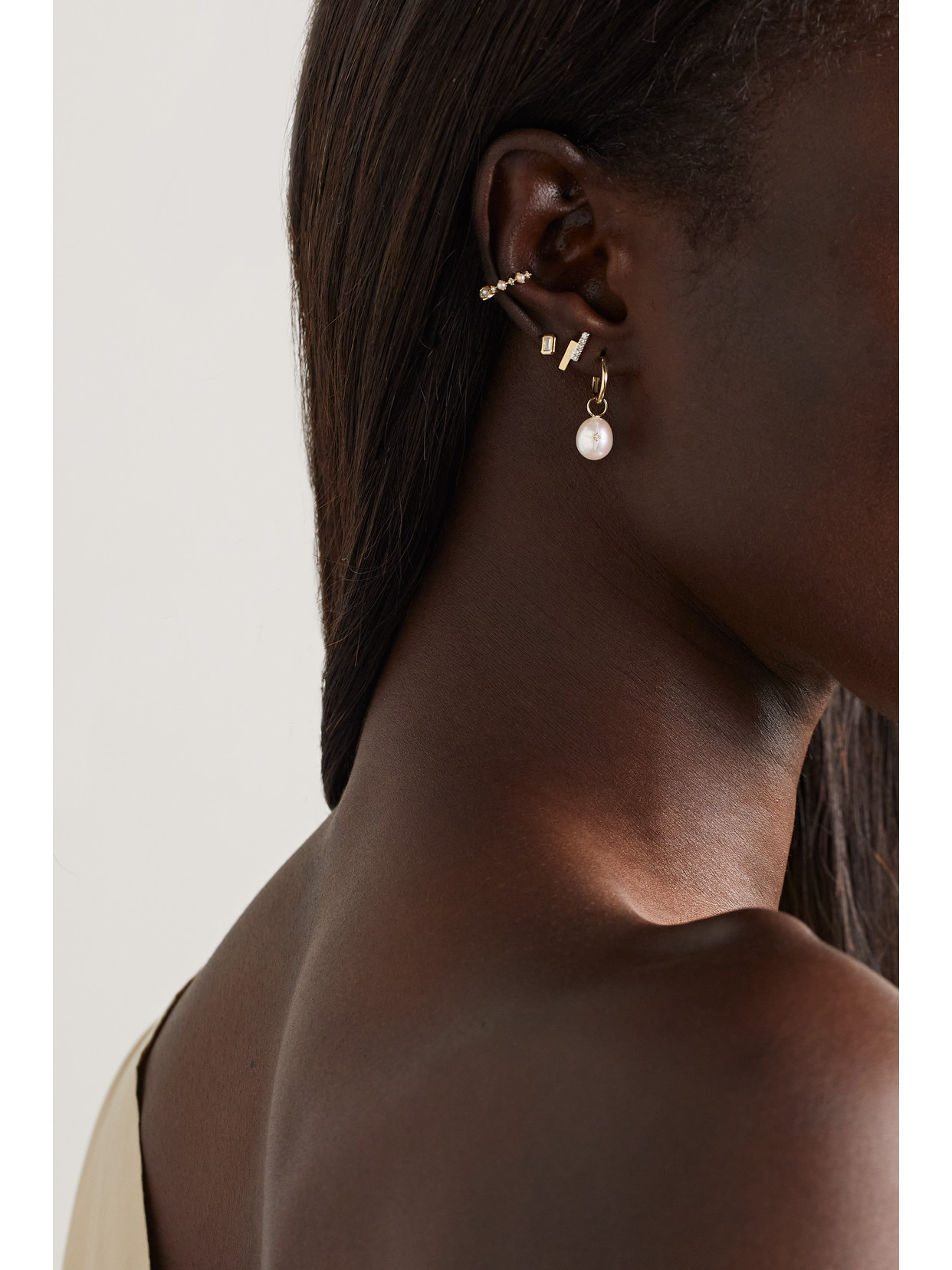 Mateo Convertible 14-karat Gold, Pearl And Diamond Earrings In White