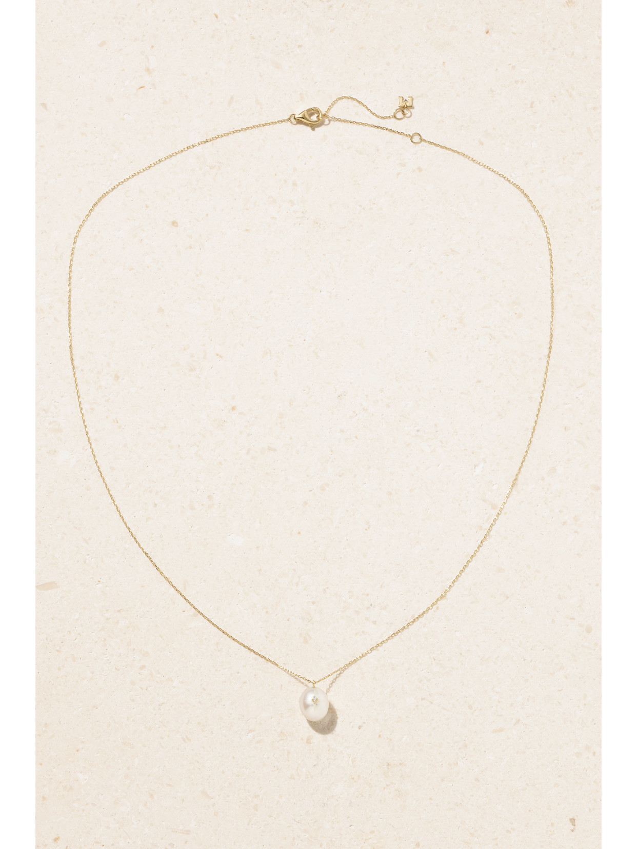 Mateo 14-karat Gold, Pearl And Diamond Necklace In Off-white