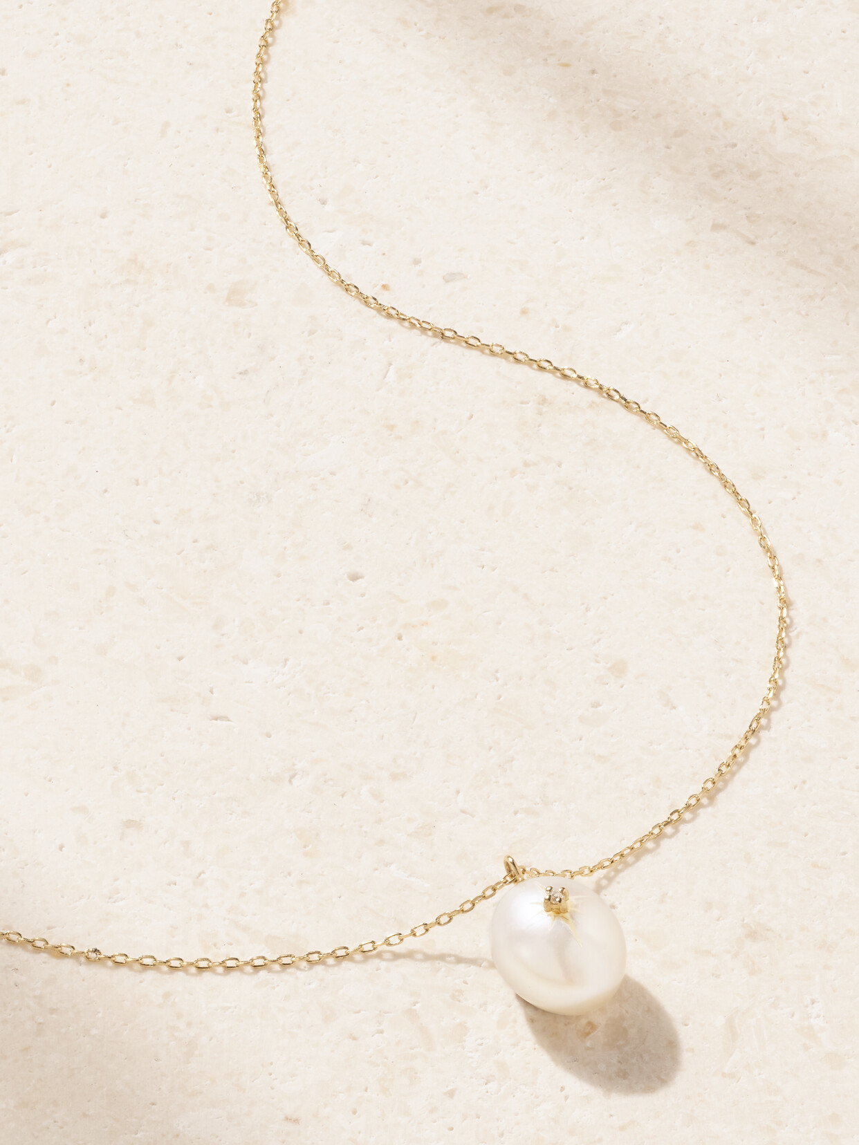 Mateo 14-karat Gold, Pearl And Diamond Necklace In Off-white