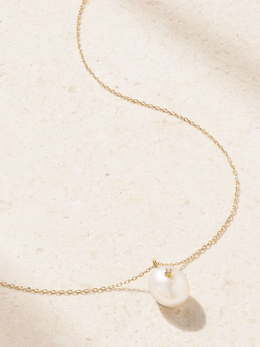 Mateo 14-karat Gold, Pearl And Diamond Necklace