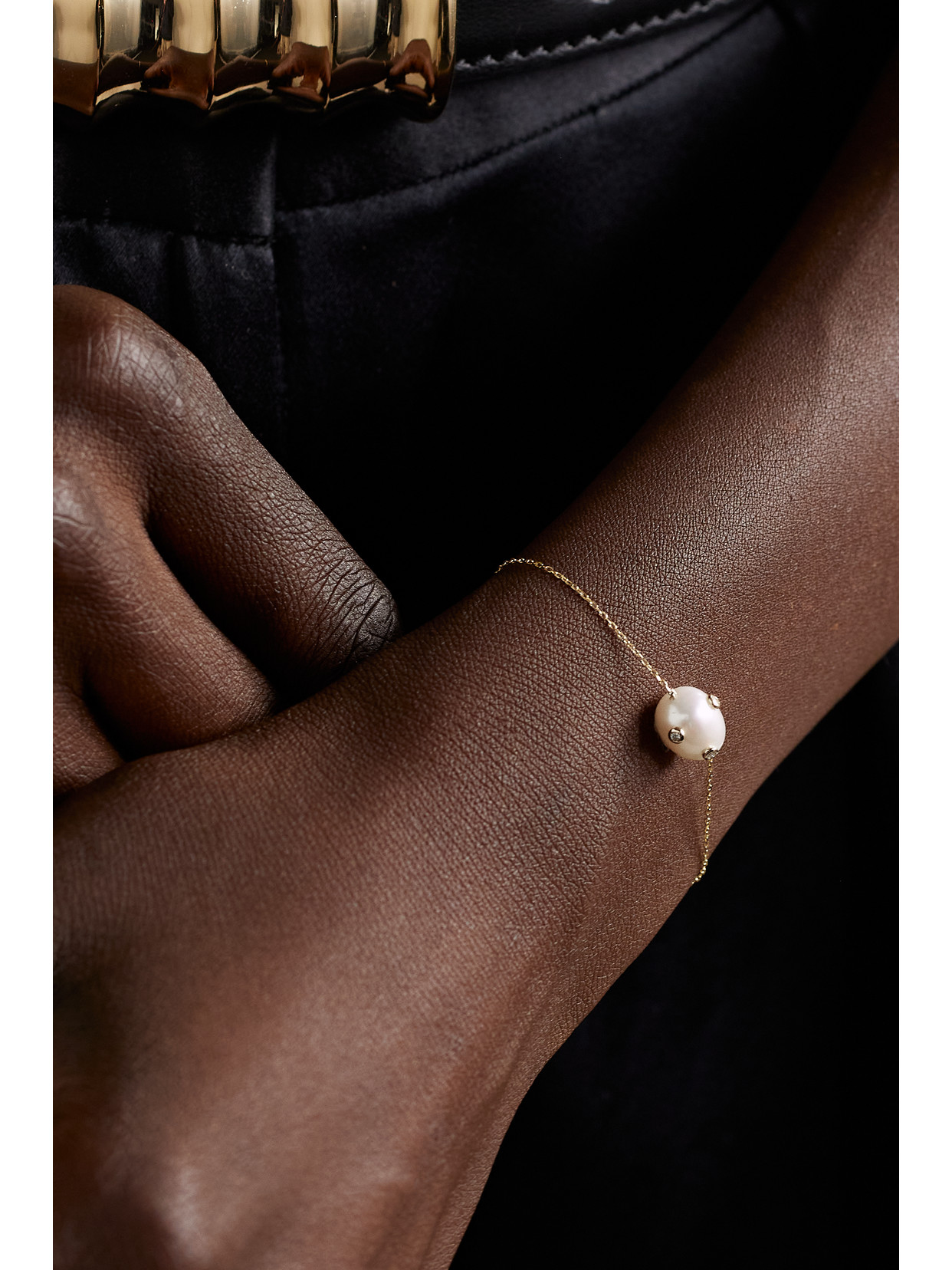 Mateo 14-karat Gold, Pearl And Diamond Bracelet In Off-white