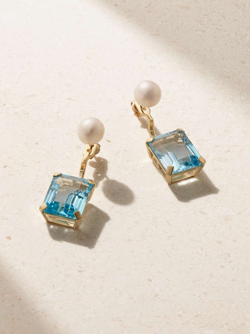 Mateo Convertible 18-karat Gold, Topaz And Pearl Earrings