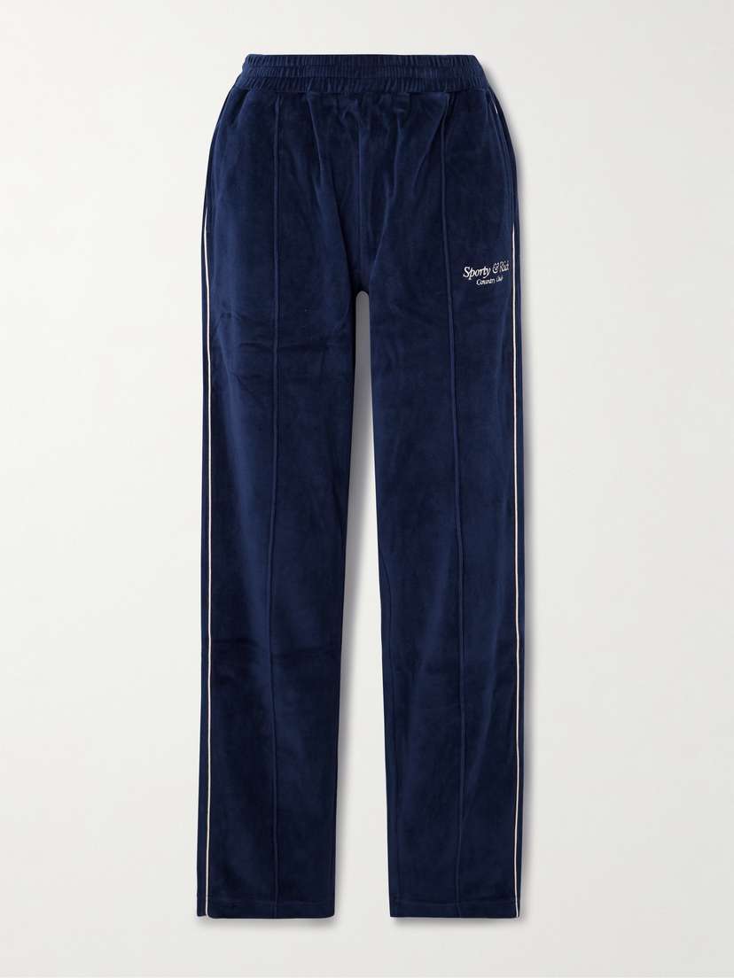 Sporty & Rich Embroidered Cotton-velour Track Pants - x large