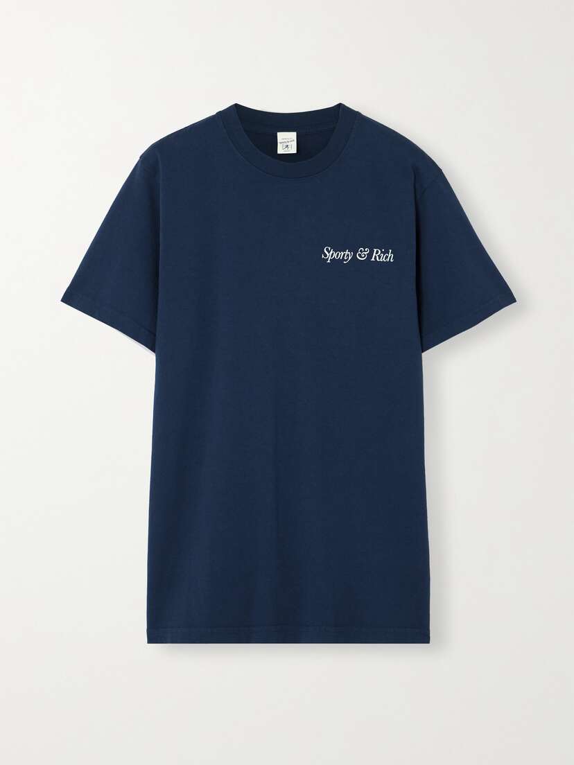 Sporty & Rich Printed Cotton-jersey T-shirt - x small