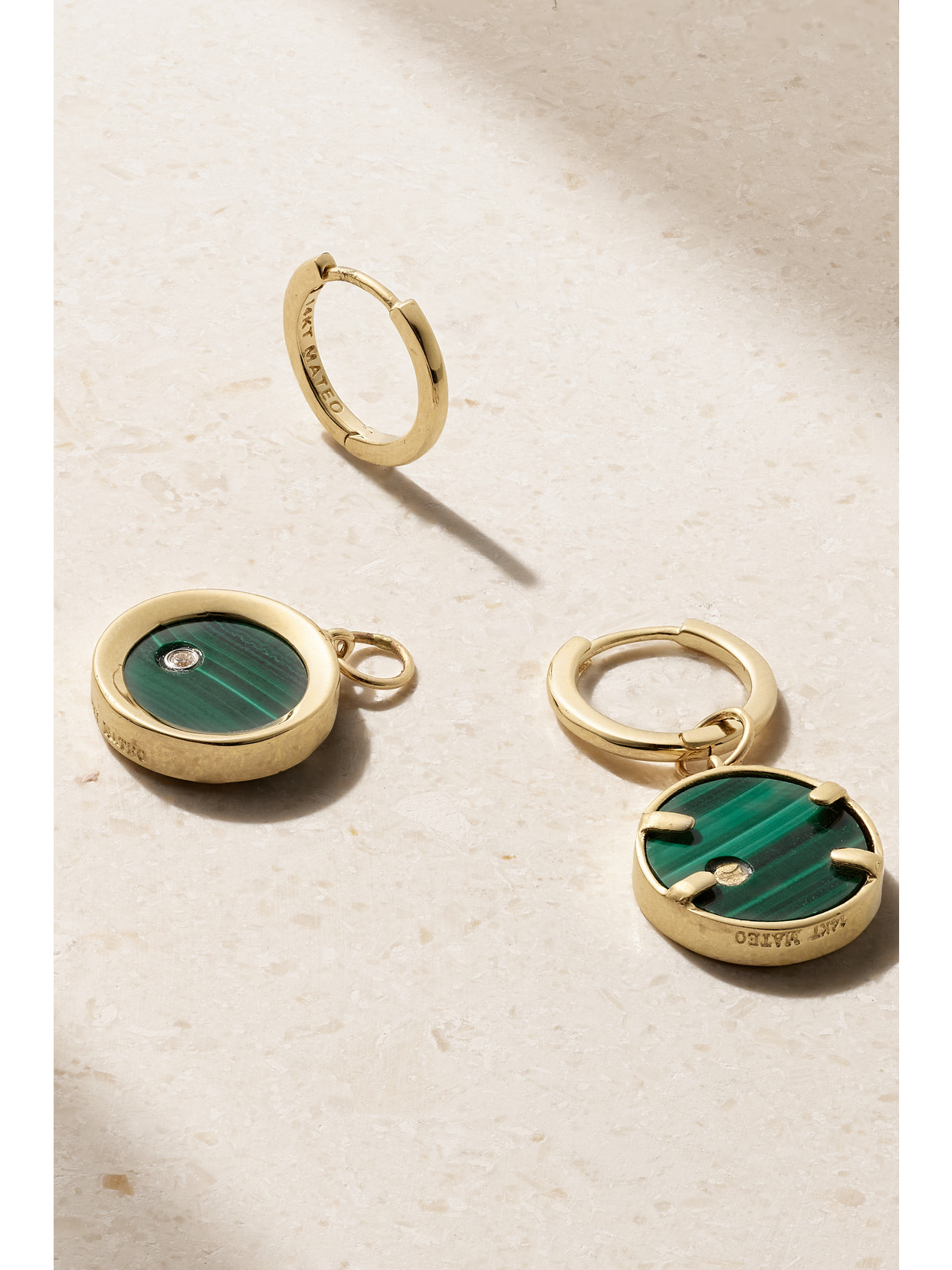 Shop Mateo Convertible 14-karat Gold, Malachite And Diamond Earrings In Unknown