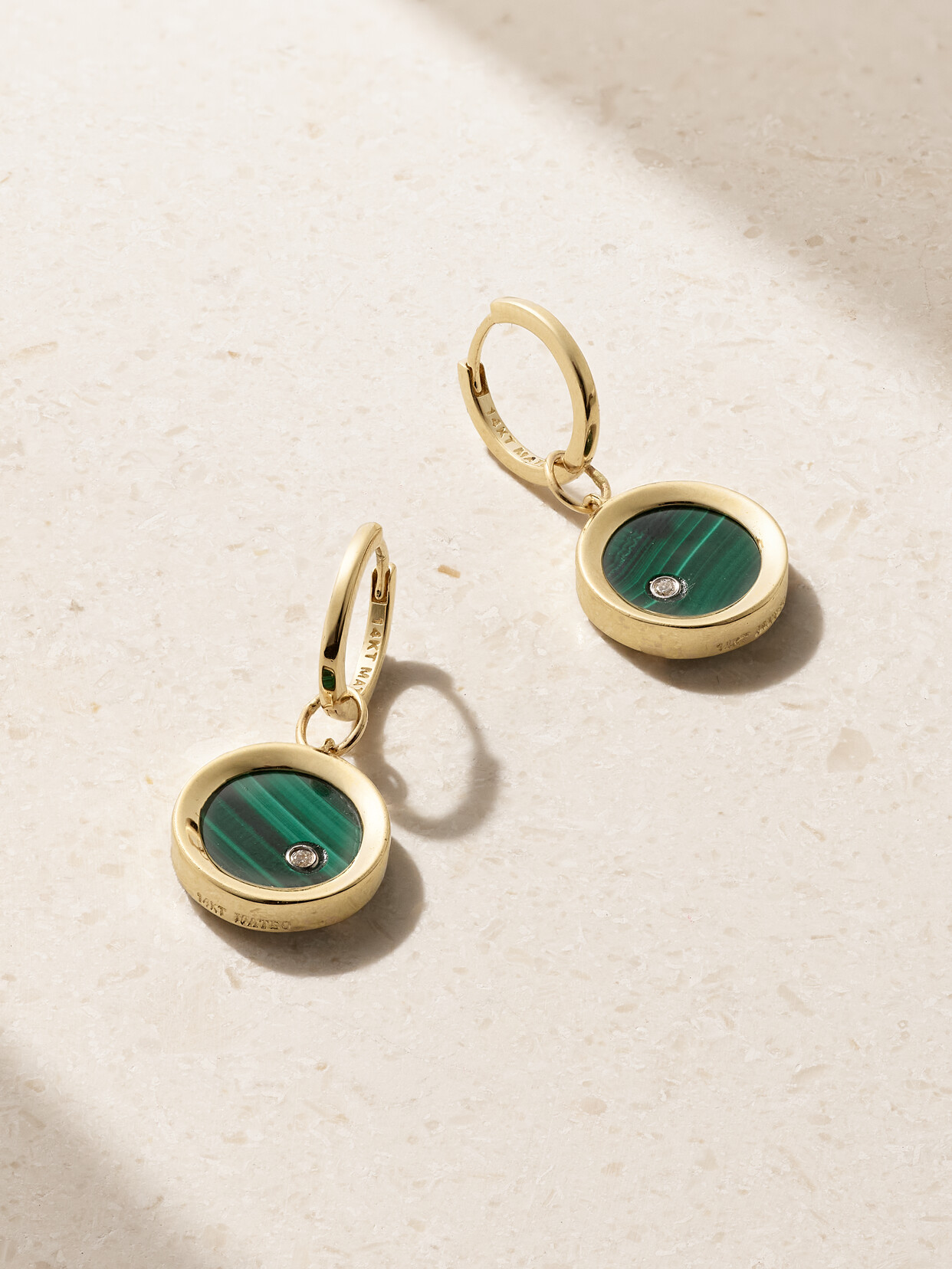 Mateo - Convertible 14-karat Gold, Malachite And Diamond Earrings - Unknown