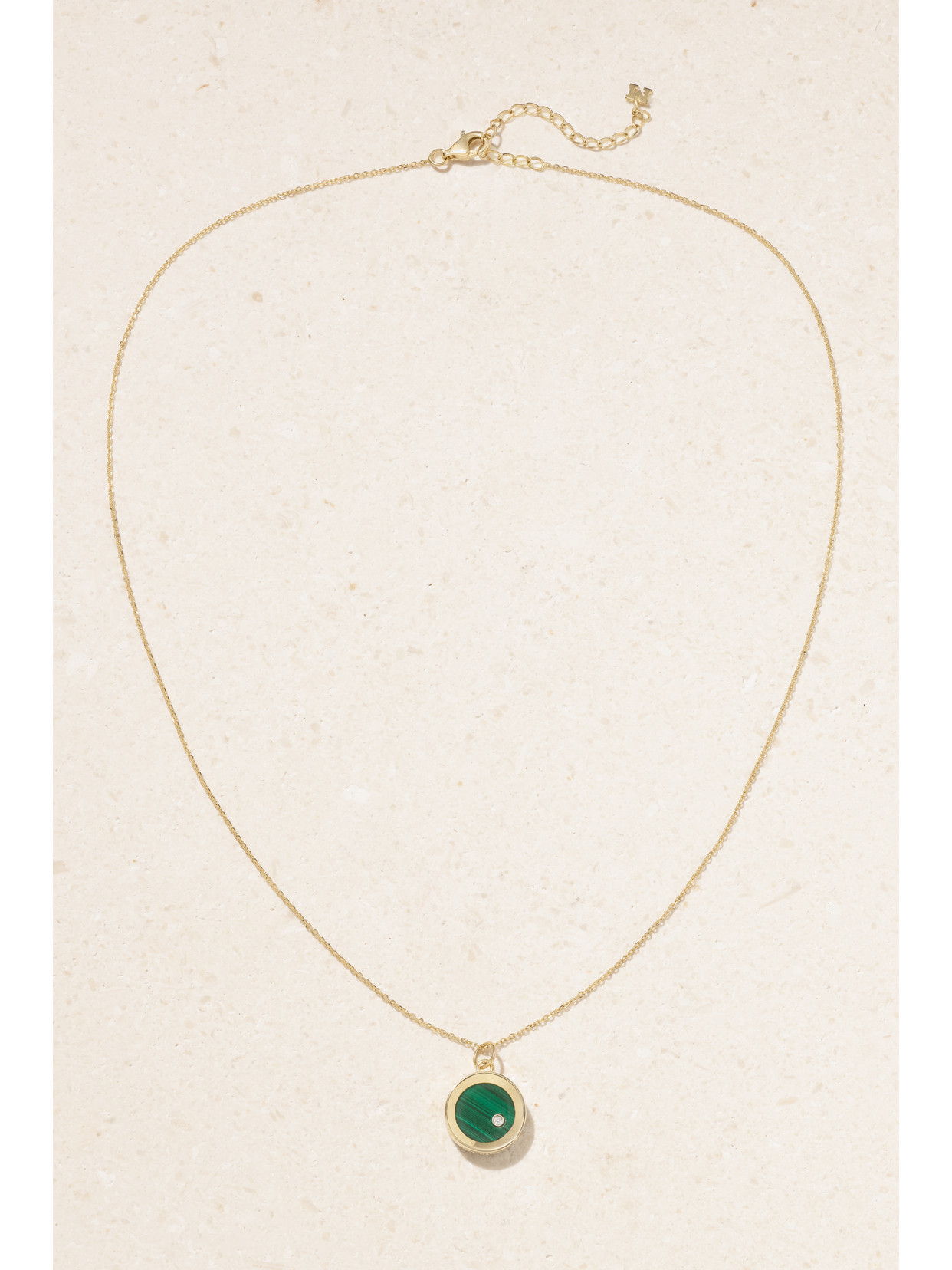 Mateo 14-karat Gold, Malachite And Diamond Necklace In Green