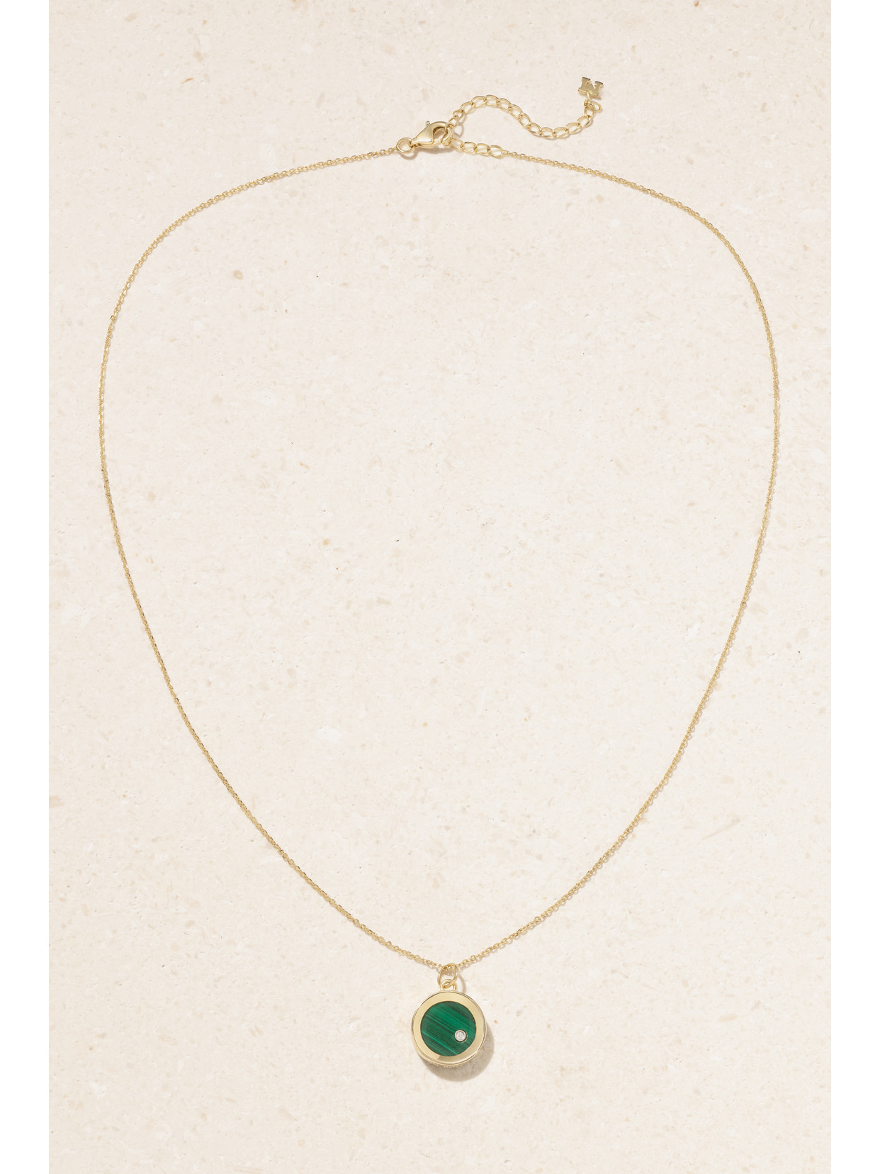 Shop Mateo 14-karat Gold, Malachite And Diamond Necklace In Green