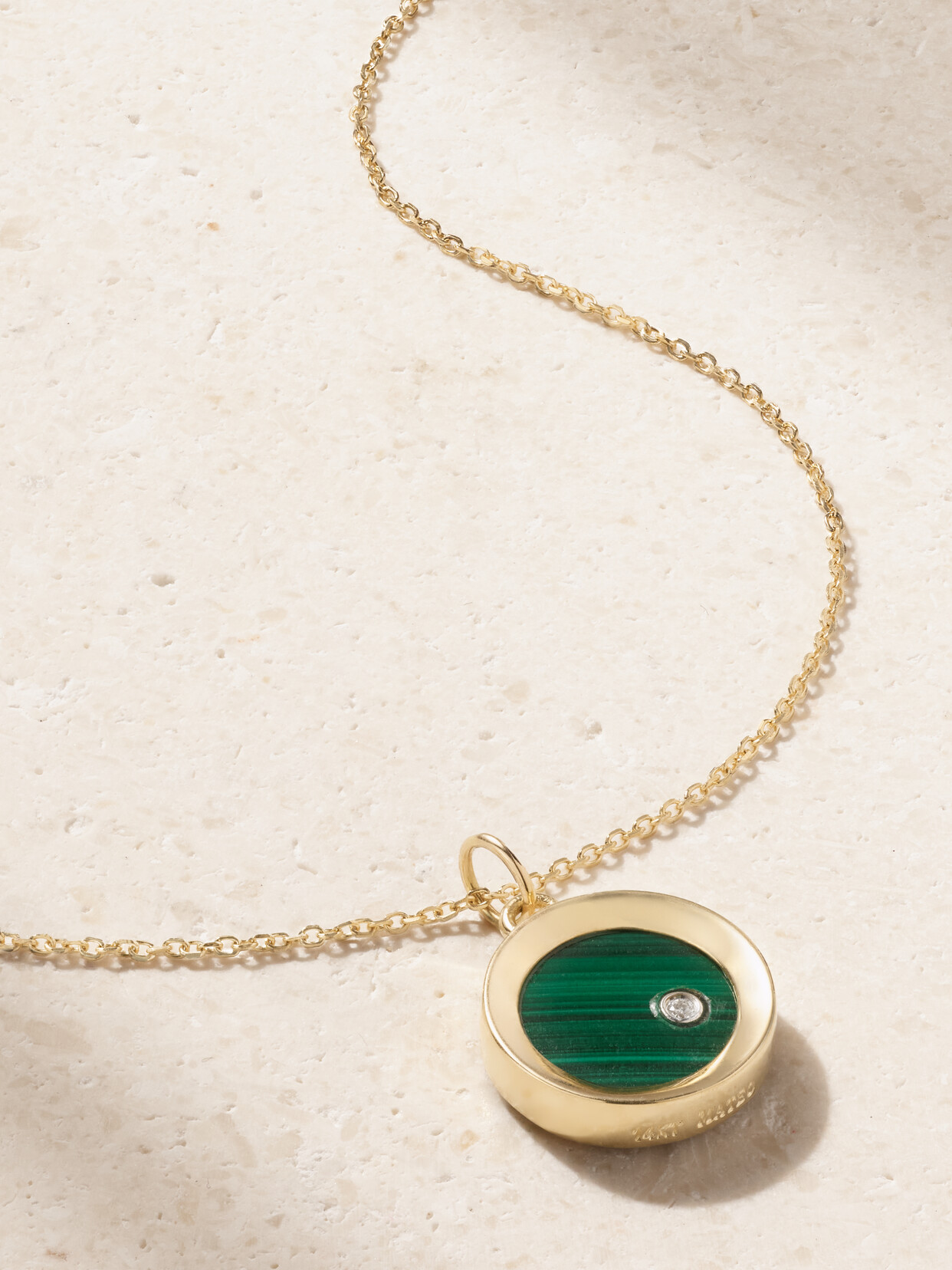 Mateo 14-karat Gold, Malachite And Diamond Necklace In Green