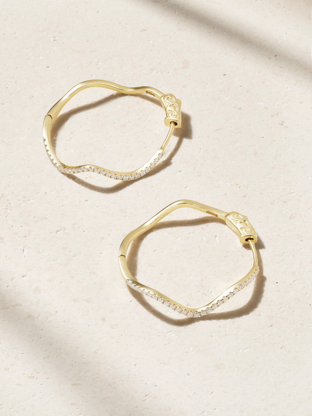 Mateo Wave 14-karat Gold Diamond Hoop Earrings