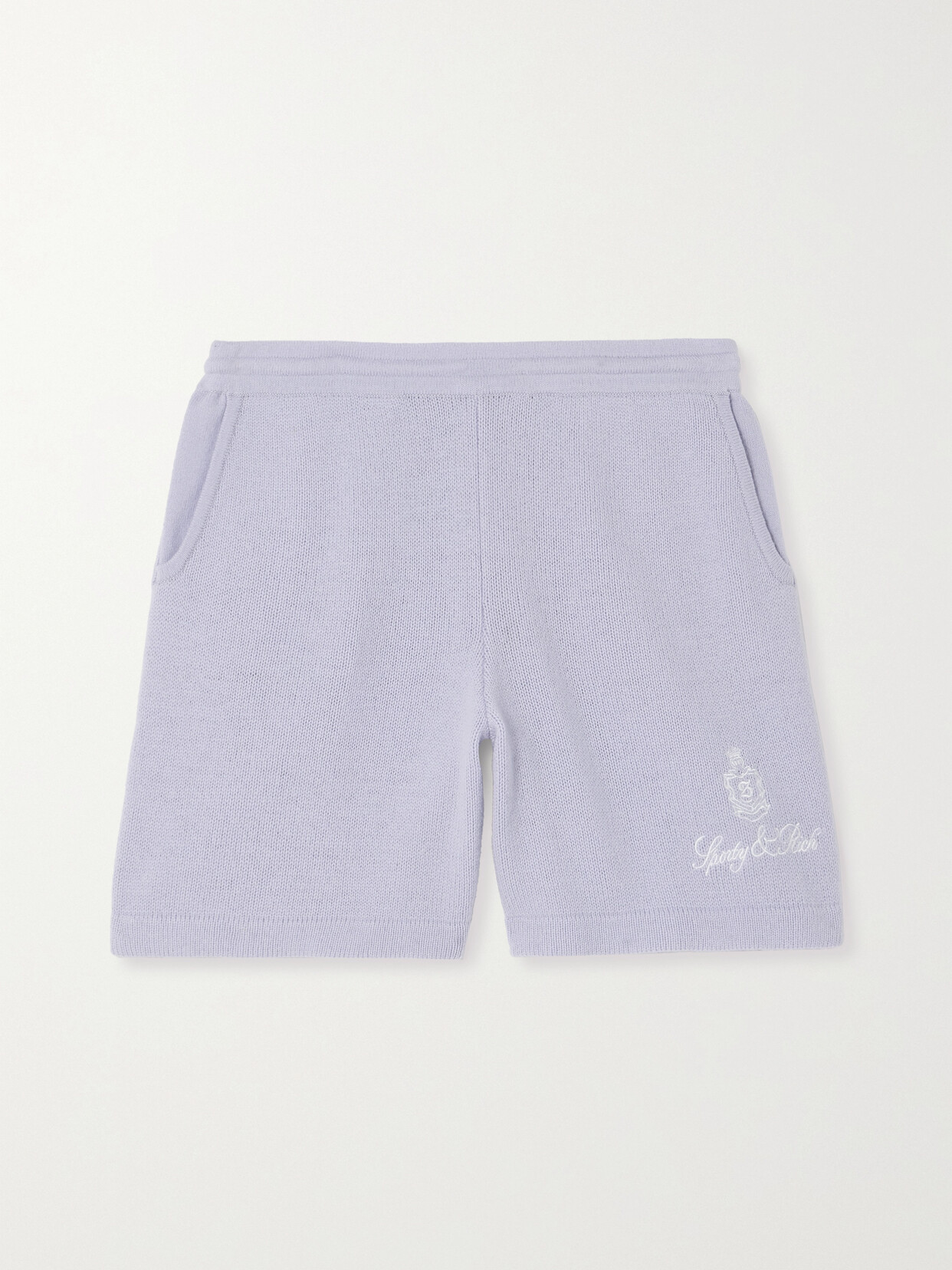 Sporty And Rich Vendome Embroidered Cashmere Shorts In Purple