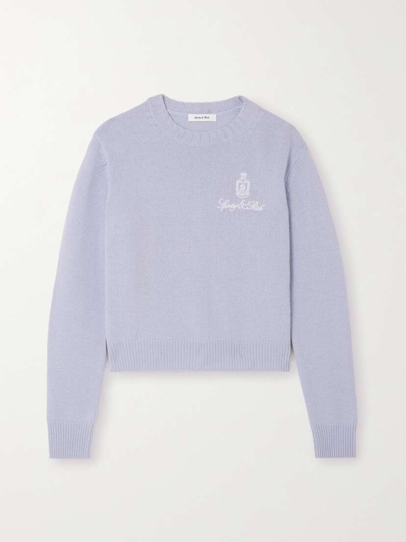 Sporty & Rich Vendome Embroidered Cashmere Sweater